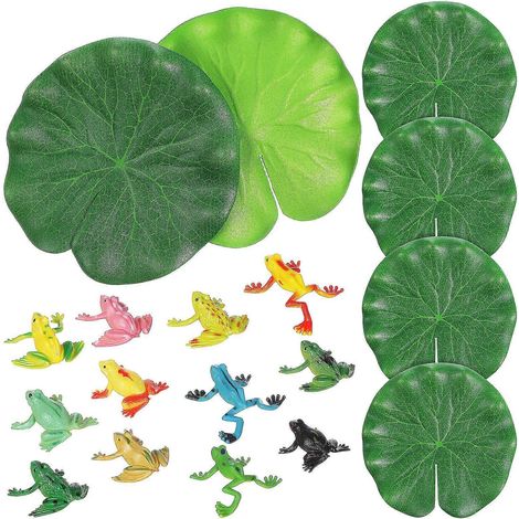 Accessoires de décoration de jardin réalistes en forme de grenouille, adaptés à la décoration d'aquarium, ensemble de 16 pièces (1/5)