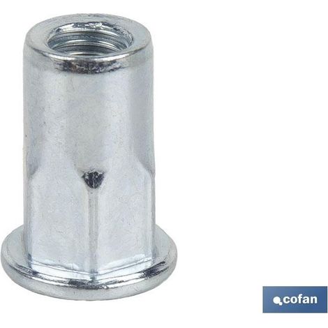 Pack de 250 écrous rivetables semihexagonaux M8 x 17,5 acier (1/4)