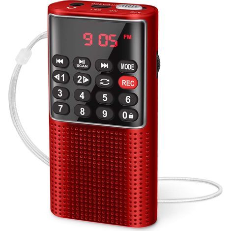 Radio Portable, Petite Radio Portable Rechargeable avec Fonction d\'Enregistrement, Poste Radio FM Portable Supporte MP3/TF/AUX/USB-C (Rose) (1/5)