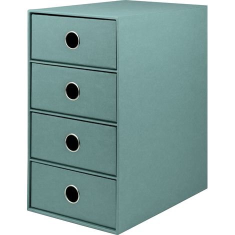 Boîte de rangement à 4 tiroirs, en papier, organiseur de bureau, tiroirs, accessoires de bureau et fournitures de bureau, 18 x 25 x 32 cm, 1 pièce, Couleur : vert, opale (1/5)