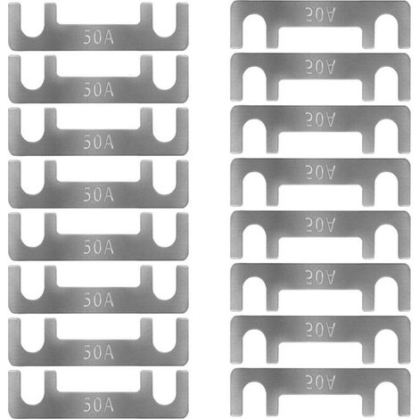 Bande de Fusible Plat Fusible de Voiture Fusibles Plats pour Auto 16pcs Lame de Fusibles pour Auto/Truck/RV/Camion/Moto (50A)