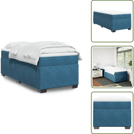 Boxspringbett mit Matratze Dunkelblau 80x200 cm Samt - Samtbett - Boxspringbett - Doppelbett - Betten Günstig - Luxusbett (1/5)