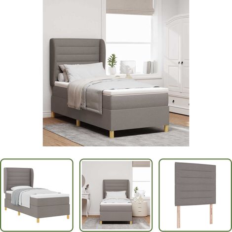 Matelas en tissu - Lit Ă ressorts avec matelas Taupe 200 x 80 cm tissu (1/5)