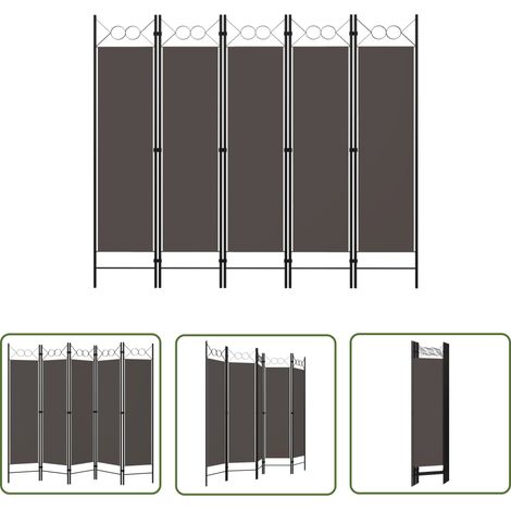 The Living Store Cloison de séparation 5 panneaux Anthracite 200x180 cm - Cloison De Séparation - Séparateur De Pièce - Paravent - Meuble Décoratif - Intimité (1/5)