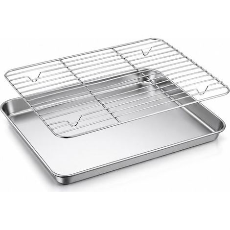 Plat à rôtir avec grille – 31,5x24 cm – Acier inoxydable 304 – Refroidissement – Cuisson au four (1/5)