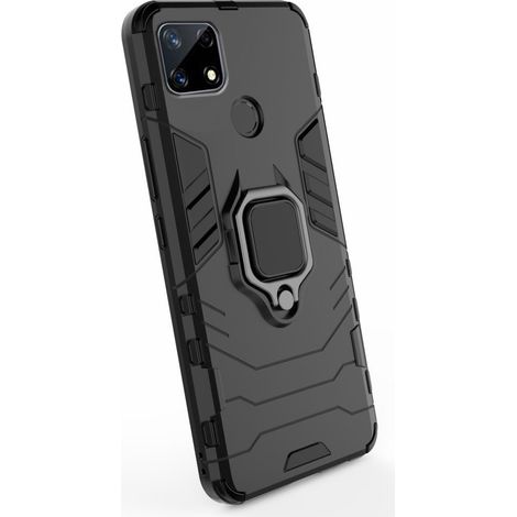 Funda con soporte y anillo para Realme 7i, color negro. (1/3)