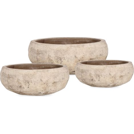 Vasi "Minh" struttura tonda in terracotta smaltata per esterno set da 3 (1/3)