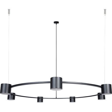 Lampadario sospensione nero anello Ø112 7xGX53 KODO Sigma
