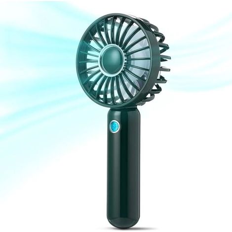 Lntyq Mini ventilateur de poche, ventilateur portable rechargeable par USB, petit ventilateur de poche à piles, 3 vitesses réglables, pour bureau à domicile, intérieur, extérieur, voyage, vert foncé