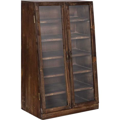 Vitrina de madera con 2 puertas de cristal y 5 baldas 50x29,5x80h cm (1/5)