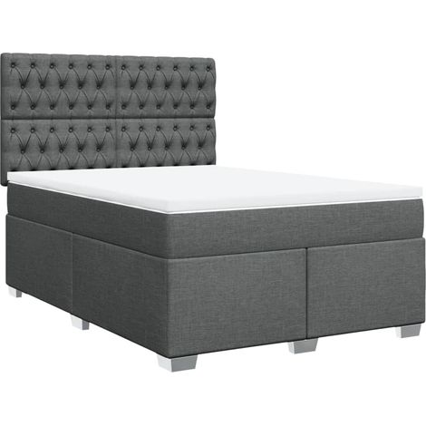 vidaXL Giroletto a Molle con Materasso Grigio Scuro 140x200cm Tessuto (1/5)