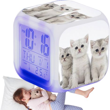 Réveil Chat pour Enfant Grand Écran Électronique Coloré Lumineux (1/5)