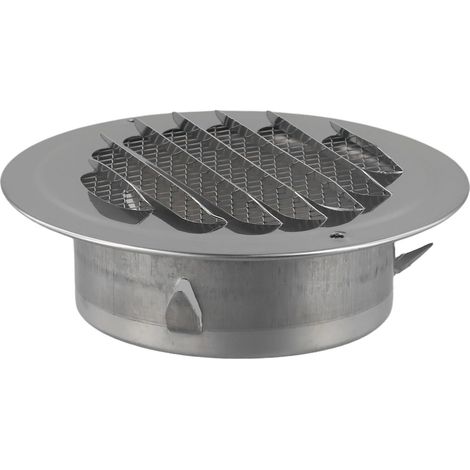 Grille d'aération ronde en acier inoxydable, grille de ventilation murale avec évacuation d'air, grille de ventilation avec moustiquaire pour mouches (100 mm) (1/5)