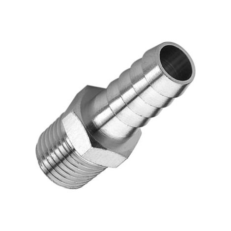 Raccord Laiton Nickele Jonction Filetage Conique Male BSPT R3/8 pour Tuyau D.10mm - Air Comprime - PREVOST JPC3810