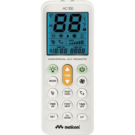 Meliconi AC 100 Telecomando Wireless per Condizionatori con Display LED Bianco (1/3)