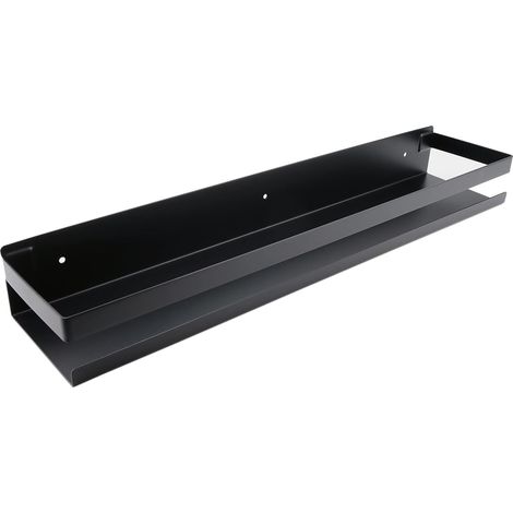 Étagère de douche anti-perforation de 50 cm, étagère de rangement murale en acier inoxydable, étagère de rangement de cuisine (noir) (1/4)