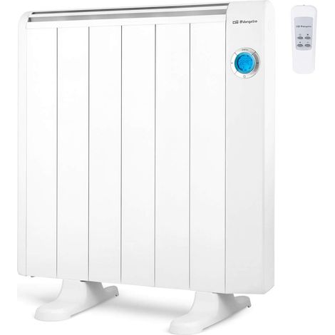 Radiateur à économie d'énergie, 6 éléments chauffants, écran numérique LCD, télécommande, programmable, 1000 W, aluminium, blanc (1/5)