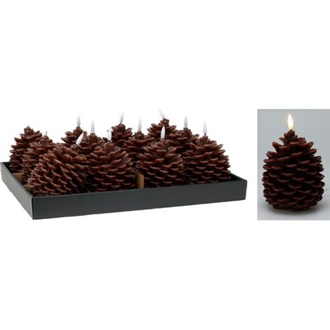 Candela LED Lifetime Marrone Pigna 13 cm Effetto fiamma (1/2)