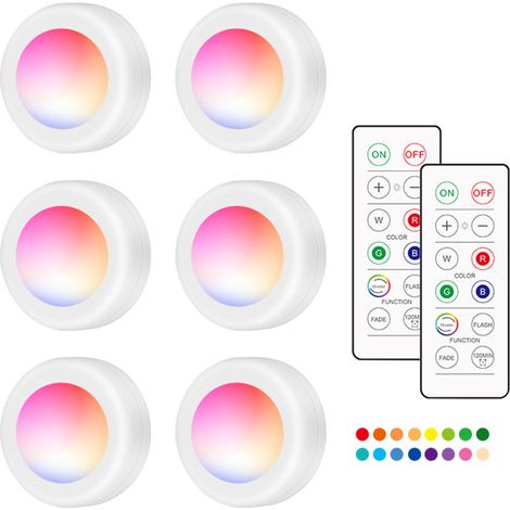 Pannello luminoso a LED RGB sottopensile, 16 colori, 10 livelli di intensità, timer da 120 minuti, 6 pezzi (bianco) (1/5)