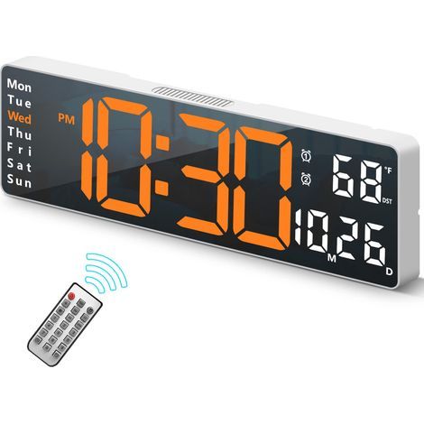 Reloj de pared digital de pantalla grande, relojes de pared grandes de 16,2 pulgadas, reloj digital LED con control remoto para la decoración de la sala de estar, reloj grande con atenuador automático (1/5)