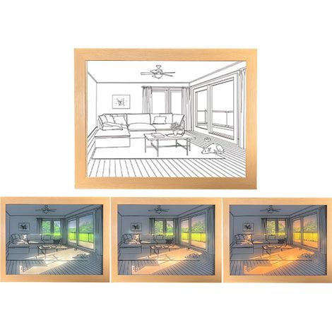 Ortviai Tableau Lumineux LED 3 Couleurs avec USB – Décoration Murale Moderne Minimaliste pour Chambre et Salon (1/5)