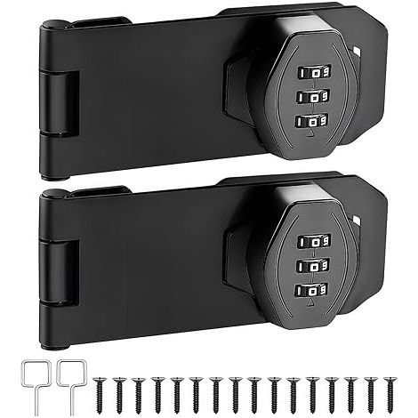 Serrure à Combinaison de Meubles,Loquet Sans Clé,Serrure de Code de Porte Armoire,Serrure à Combinaison à 3 Chiffres Verrou de Porte à Code pour Armoire Boite Aux Lettres Hangars Tiroir (2PCS Noir) (1/5)