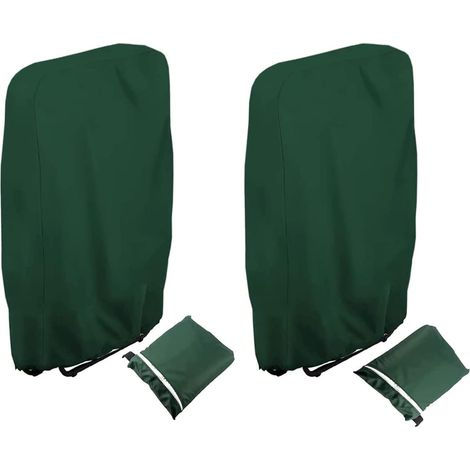 Lot de 2 housses de protection pour chaises de jardin pliantes en tissu Oxford 210D - Coupe-vent, anti-UV, imperméable à la pluie et à la poussière - chaises pliantes et meubles de jardin (1/5)