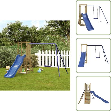 Spielturm Imprägniertes Kiefernholz - Holzspielplatz - Kindermöbel - Outdoorspielgeräte - Spielturm - Schaukelset (1/5)