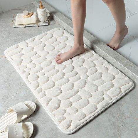 Tapis de bain absorbant antidérapant en fibre de polyester – Tissu polaire corail – Fond SBR antidérapant – 40 x 60 cm (1/4)