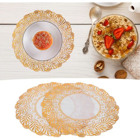 Lot de 2 sets de table dorés 30 cm x 30 cm, parfaits pour les mariages et les fêtes (Style 02). (1/5)