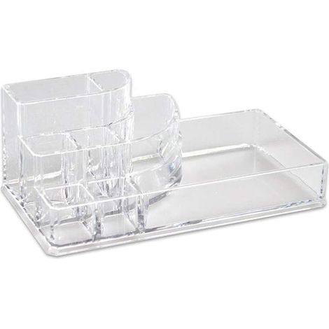 Organizer per trucchi e pennelli scatola trasparente con 8 scomparti organizzatore per cosmetici espositore grande (1/3)