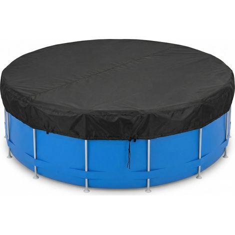 Bâche de piscine ronde 305 cm, bâche de protection UV, 420D Oxford, noir (1/5)