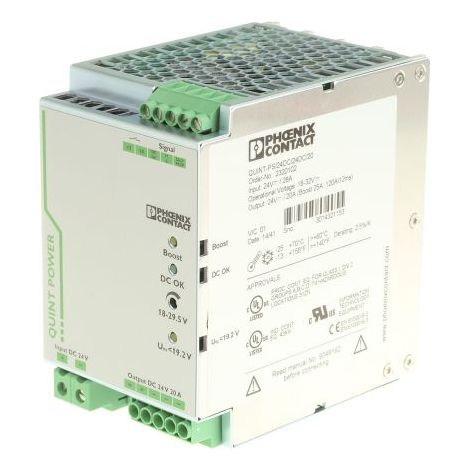 Convertisseur DC-DC Phoenix Contact, QUINT-PS/24DC/24DC/20, Montage rail DIN, 480W, 1 sortie, 24V c.c., 20A ( Prix pour 1 )