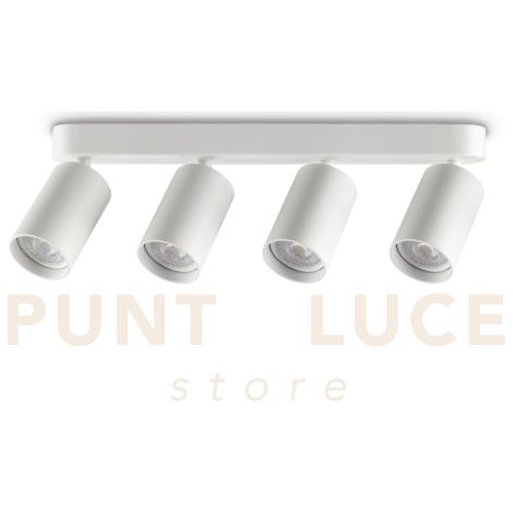 DYNAMITE FARETTO BIANCO ORIENTABILE 4 LUCI ATTACCO GU10 38,5CM LAMPADINA INCLUSA TONDO