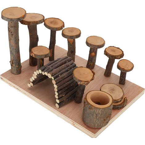 Échelle d'exercice pour hamster, escalier en bois de pommier, jouet pour hamster, marche pour faire les dents, accessoires pour animaux de compagnie, colonne en bois de pommier, grande taille (1/5)