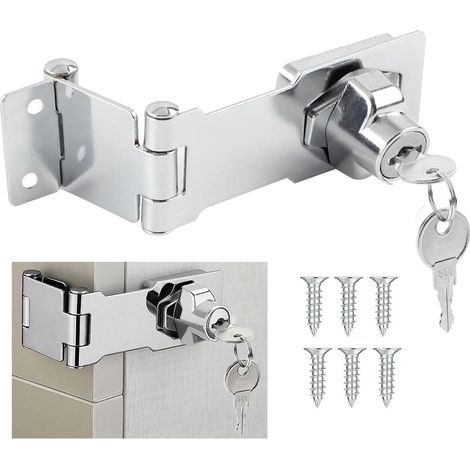 Serrure à loquet 90 degrés avec clé, alliage de zinc, 3 pouces, argent