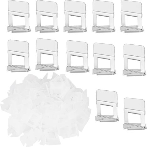 Kit de 400 clips, entretoises de 1 mm pour carrelage autonivelantes, système de nivellement professionnel pour la construction de murs en céramique. (1/5)