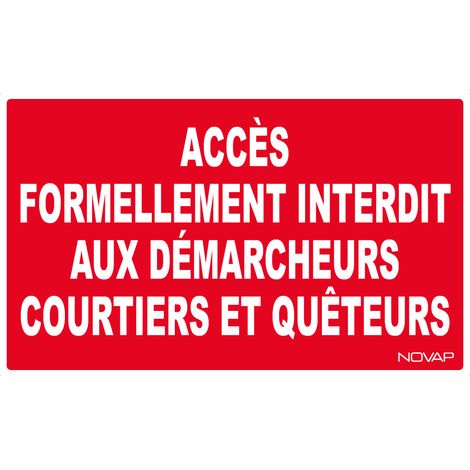 Novap – Panneau accès interdit aux démarcheurs rigide 330x200mm – En polystyrène choc traité anti-UV – 4160016 (1/2)