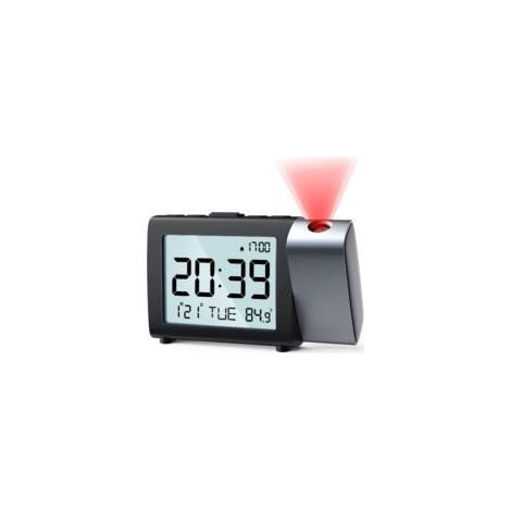 Orologio digitale a proiezione: display LCD nitido con indicazione di temperatura, data, formato orario 12/24 ore e luminosità regolabile. Sveglia da tavolo a batteria, facile da impostare per bambini