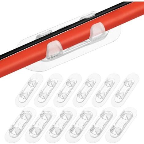 Lot de 20 clips adhésifs transparents pour câbles, facilitant la gestion des câbles à la maison, au bureau et dans les centres multimédias. (1/5)