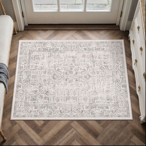 Vintage Tapis Entree 60x90cm Gris Lavable en Machine Rug Petit Rugs,Antidérapant Chambre Enfant Carpets,Descente de Lit,Cuisine,Interieur Doux Poil Ras Carpet,Salle de Jeux (1/5)