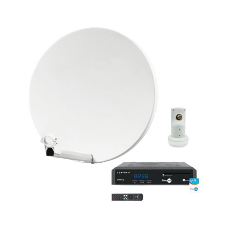 Pack HDSAT Parabole Satellite Fibre Composite Blanche 60cm + LNB Single + SIRIUS 3 Récepteur TV Satellite HD + Carte (1/5)