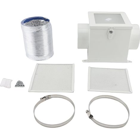 Kit de piège à peluches pour conduit de sèche-linge, collecteur d'intérieur pour conduits de 4 pouces, filtre métallique, colliers de serrage en maille (1/4)