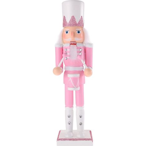 Casse-Noisette rose, figurine de soldat Casse-Noisette rose de 30 cm, décoration de Noël à paillettes pour les fêtes de Noël (1/5)