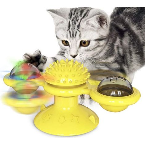 Moulin À Vent - Jouet Interactif Pour Chat - Avec Ventouse - Rotation Automatique - Pour Sol Lisse Carrelage Verre Bois - 1 Pièce (1/5)