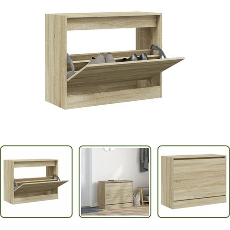 Holzschrank - Schuhschrank Sonoma-Eiche 80x34x63 cm Holzwerkstoff (1/5)