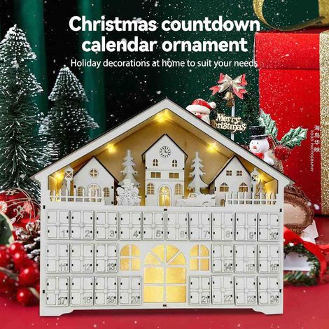 Calendario dell'Avvento in legno con 24 cassetti e luci a LED, riutilizzabile per decorazioni natalizie uniche fai da te - ALTRO (1/3)