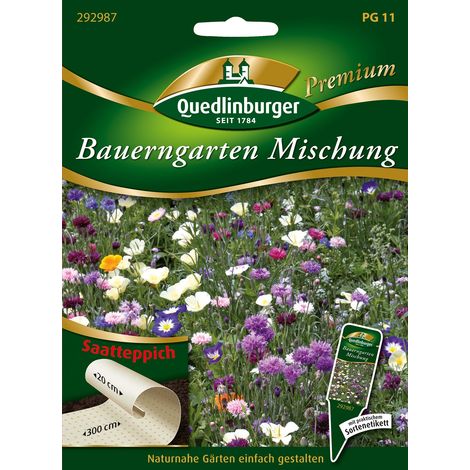 Quedlinburger Saatgut – Jardin de campagne en mélange – Tapis de semis, fleurs d'été, pour env. 0,6 m², 80-100 cm (1/2)