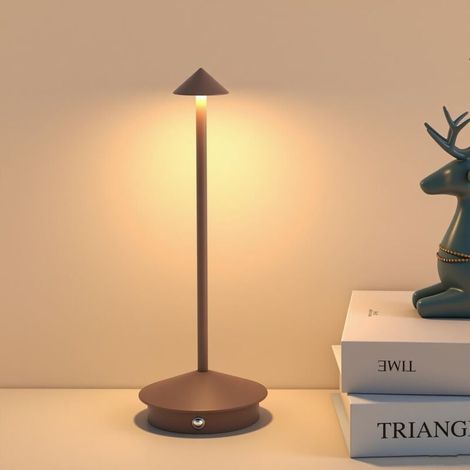 Lampe de Table LED Tactile sans Fil à Pile Rechargeable Portative Réglable en Luminosité Design Minimaliste pour Restaurant Dîner de Couple Chambre à Coucher Patio Extérieur Pique-Nique