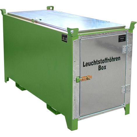 Bauer Leuchtstoffröhren-Box SL-D 150 nach ADR/RID 1.1.3.10c, Resedagrün mit verzinkter Tür und Deckel